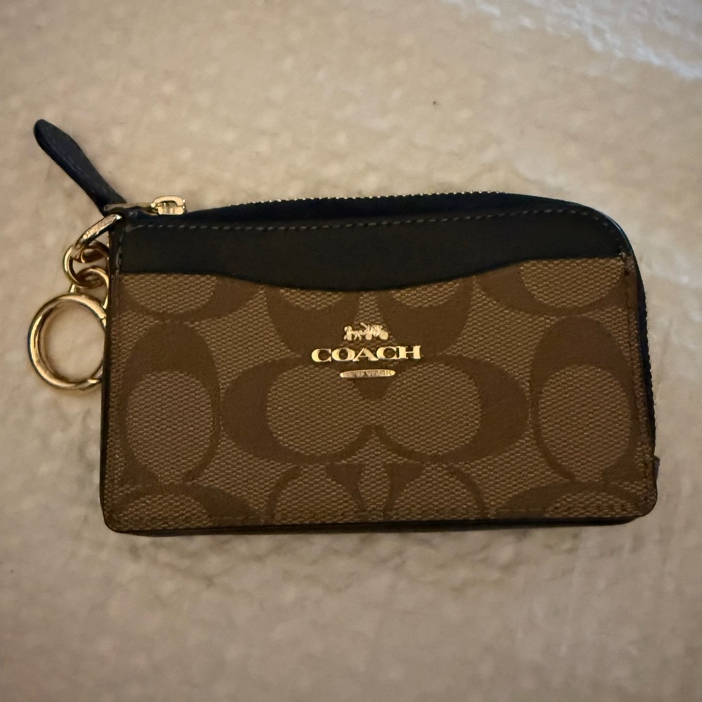 Coach Signature Brown and Black Card Case